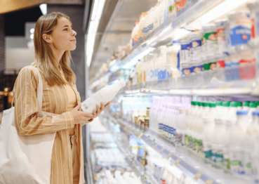 women shopping for milk