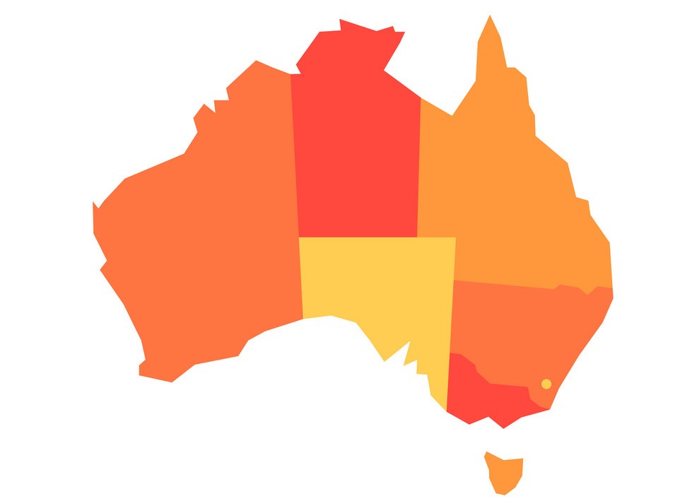 Orange blank map of Australia. Vector illustration