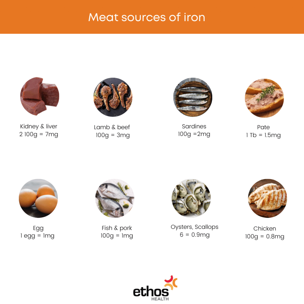 Animal sources of iron 